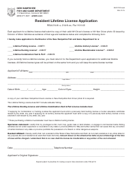Form BUS21003 Resident Lifetime License Application - New Hampshire
