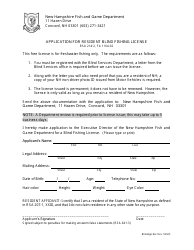 Document preview: Application for Resident Blind Fishing License - New Hampshire