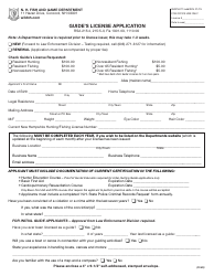 Form BUS16017 Guide's License Application - New Hampshire