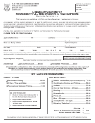 Document preview: Form BUS1513D_2 License Application for Nonresident Full-Time Students in New Hampshire - New Hampshire