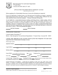 Document preview: Application for Nonresident Honorary License - New Hampshire