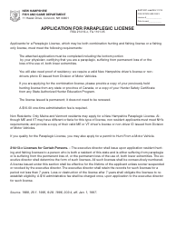 Form BUS19001 Application for Paraplegic License - New Hampshire