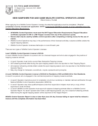 Form BUS1605A Application for Wildlife Control Operator License - New Hampshire