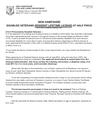 Document preview: Form BUS18005B Application for New Hampshire Disabled Veterans Resident Lifetime License - New Hampshire
