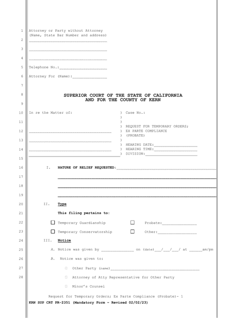 Form KRN SUP CRT PR-2351  Printable Pdf