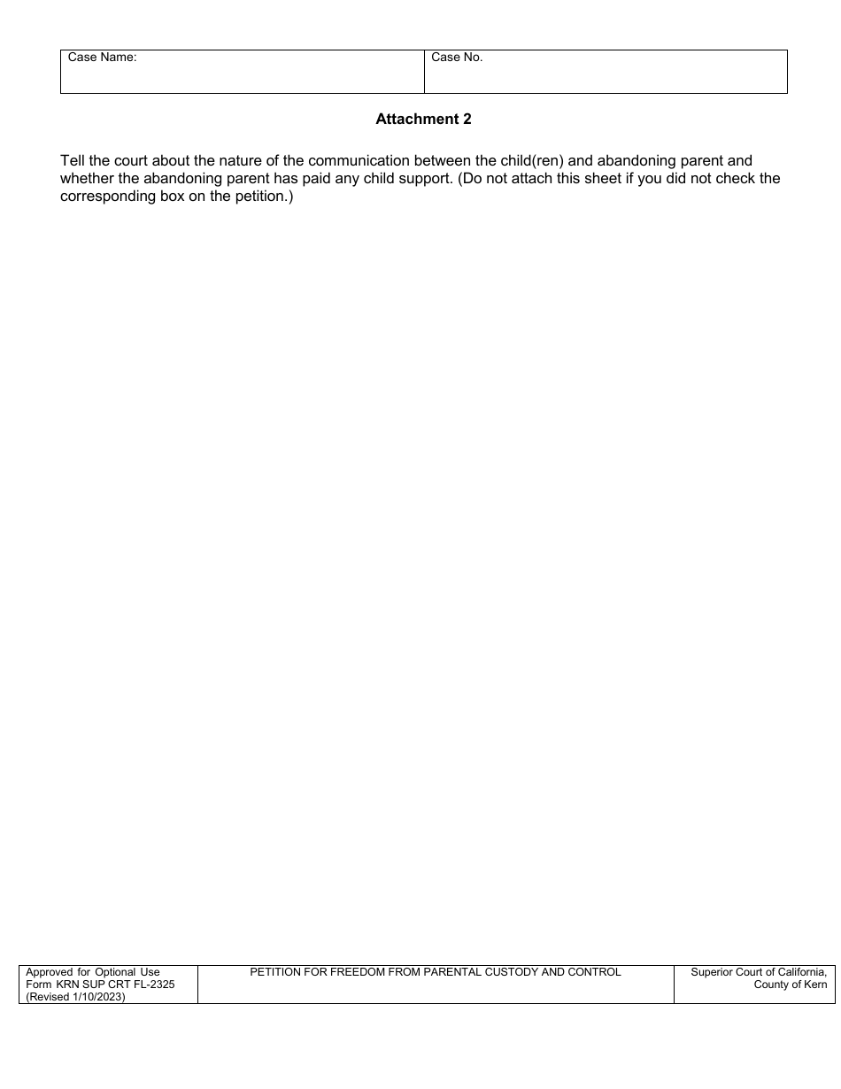 Form KRN SUP CRT FL-2325 Petition for Freedom From Parental Custody and Control - County of Kern, California, Page 6