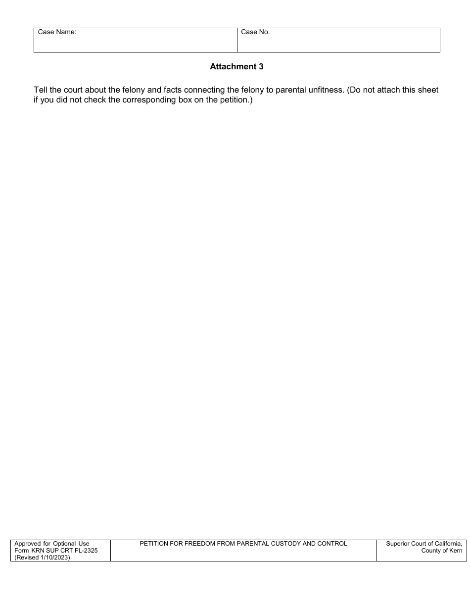 Form KRN SUP CRT FL-2325 Petition for Freedom From Parental Custody and Control - County of Kern, California, Page 7
