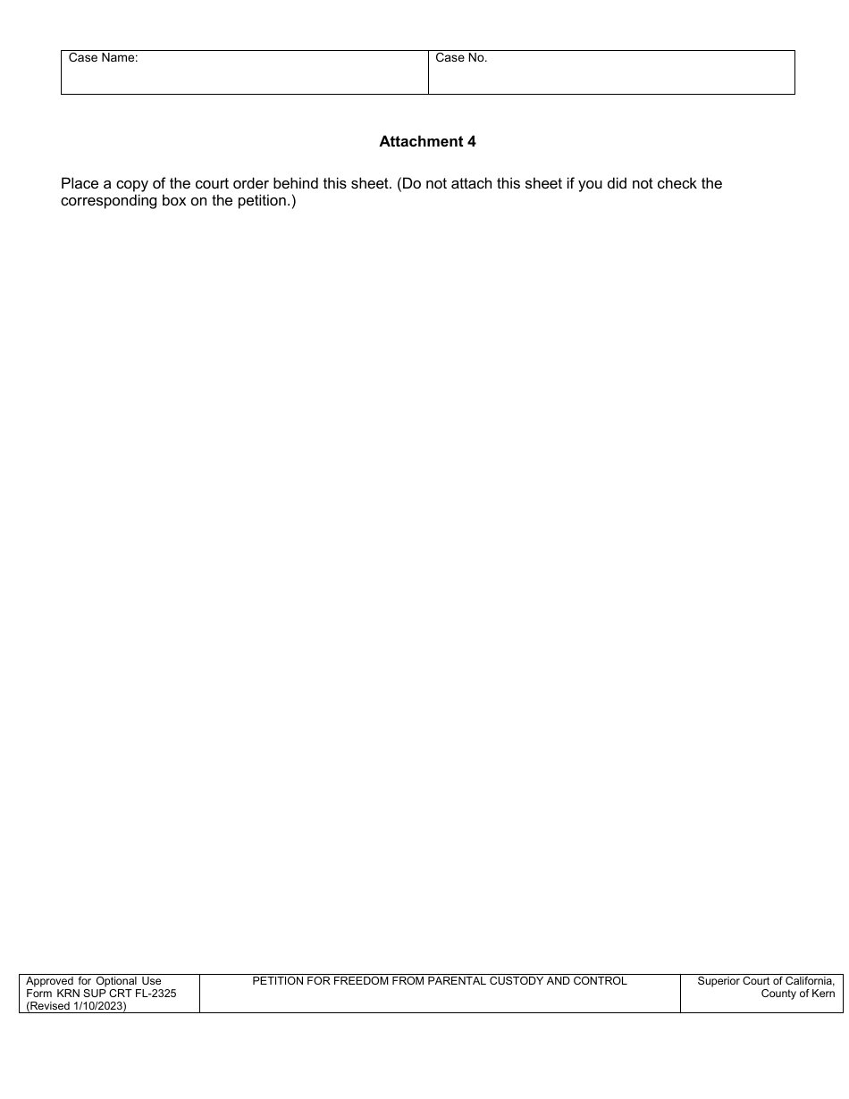 Form KRN SUP CRT FL-2325 Petition for Freedom From Parental Custody and Control - County of Kern, California, Page 8