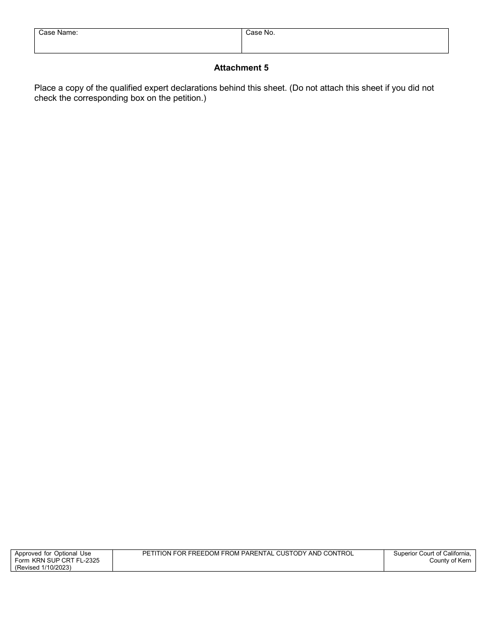 Form KRN SUP CRT FL-2325 Petition for Freedom From Parental Custody and Control - County of Kern, California, Page 9