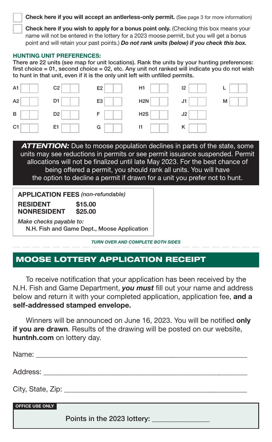 Moose Lottery Application - New Hampshire, Page 6