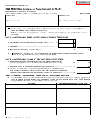 Form MI-1040H Michigan Schedule of Apportionment - Michigan