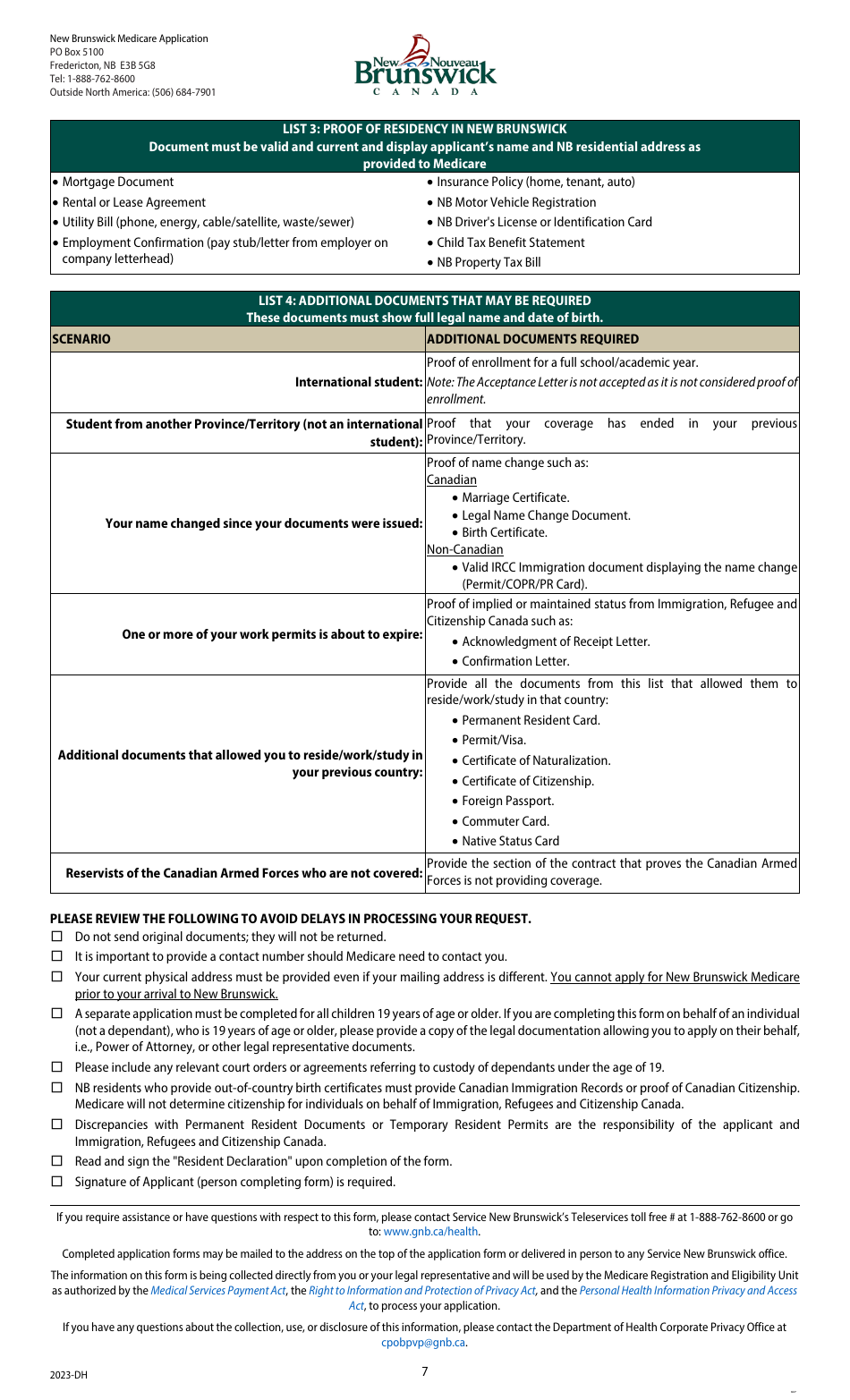 New Brunswick Medicare Application - New Brunswick, Canada, Page 7