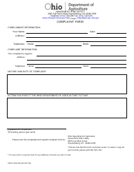 Document preview: Form AMUS-3000-006 Ride Safety Complaint Form - Ohio