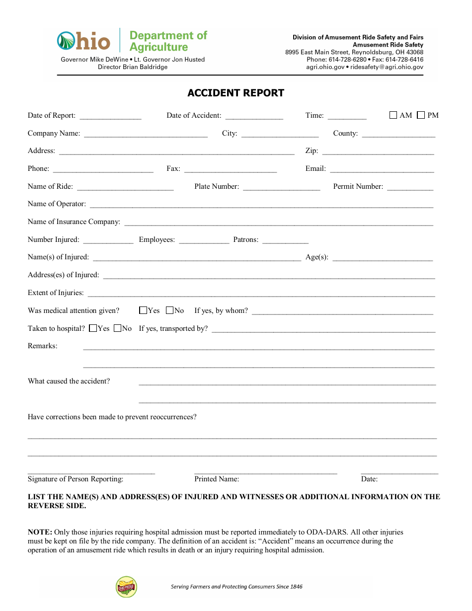Accident Report - Ohio, Page 1