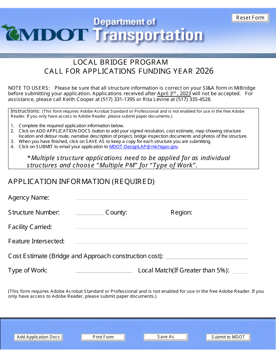 Call for Applications - Local Bridge Program - Michigan, Page 1