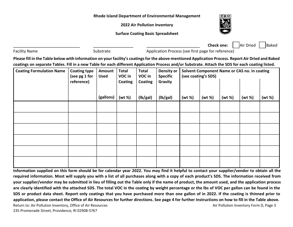 API Form D Surface Coating - Rhode Island, Page 3