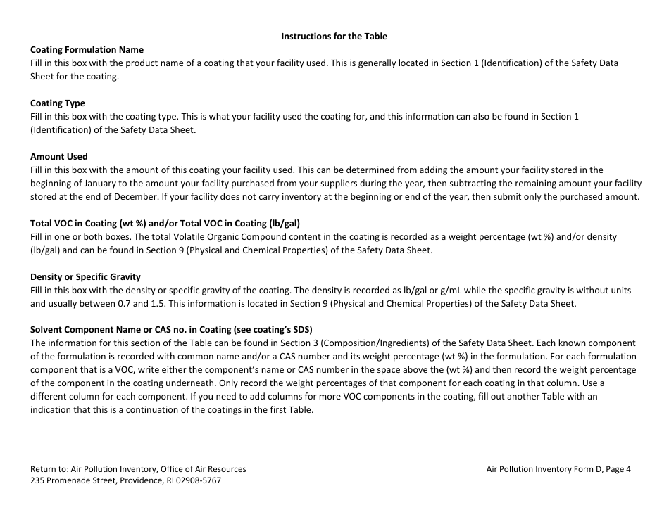 API Form D Surface Coating - Rhode Island, Page 4