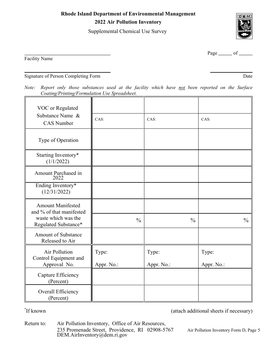 API Form D Surface Coating - Rhode Island, Page 5