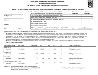 API Form F3 Fuel Burning Form for Fuels Burned in Anything Other Than a Boiler - Rhode Island