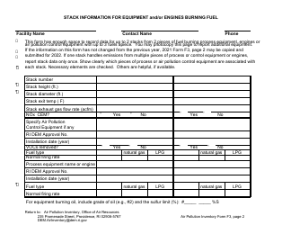 API Form F3 Fuel Burning Form for Fuels Burned in Anything Other Than a Boiler - Rhode Island, Page 2