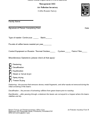 Document preview: API Form R Coffee Roaster Survey - Rhode Island, 2022