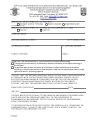 Document preview: Application Form for Alternative/Experimental Technology - Rhode Island