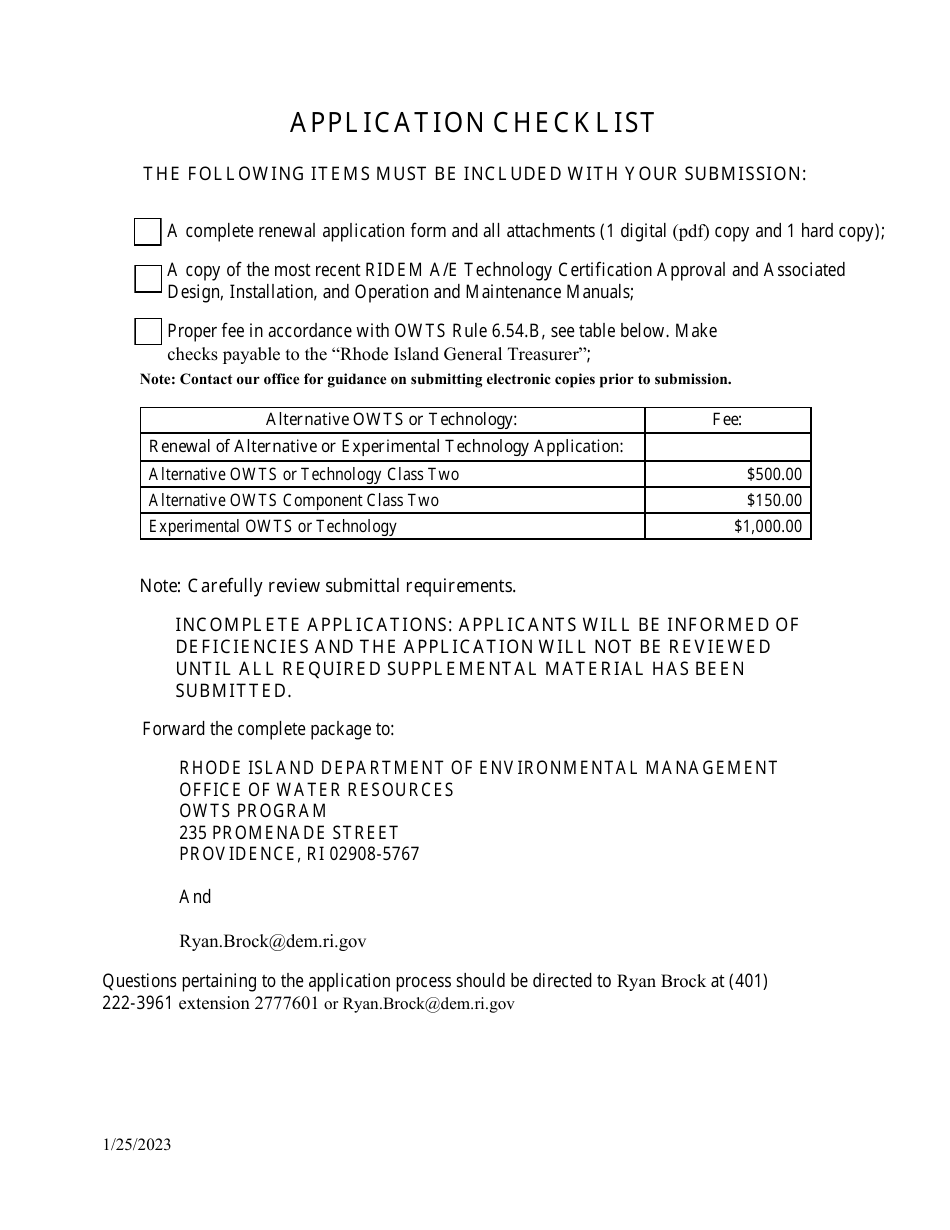 Renewal Form for Alternative / Experimental Technology - Rhode Island, Page 2