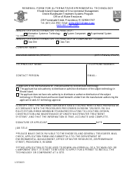 Document preview: Renewal Form for Alternative/Experimental Technology - Rhode Island