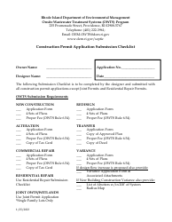 Document preview: Construction Permit Application Submission Checklist - Rhode Island