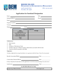 Document preview: Application for Farmland Designation - Rhode Island