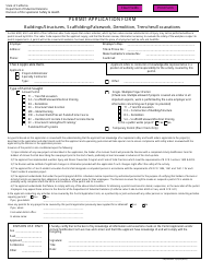 Document preview: Cal/OSHA Form 41-1 Permit Application Form - Buildings/Structures, Scaffolding/Falsework, Demolition, Trenches/Excavations - California