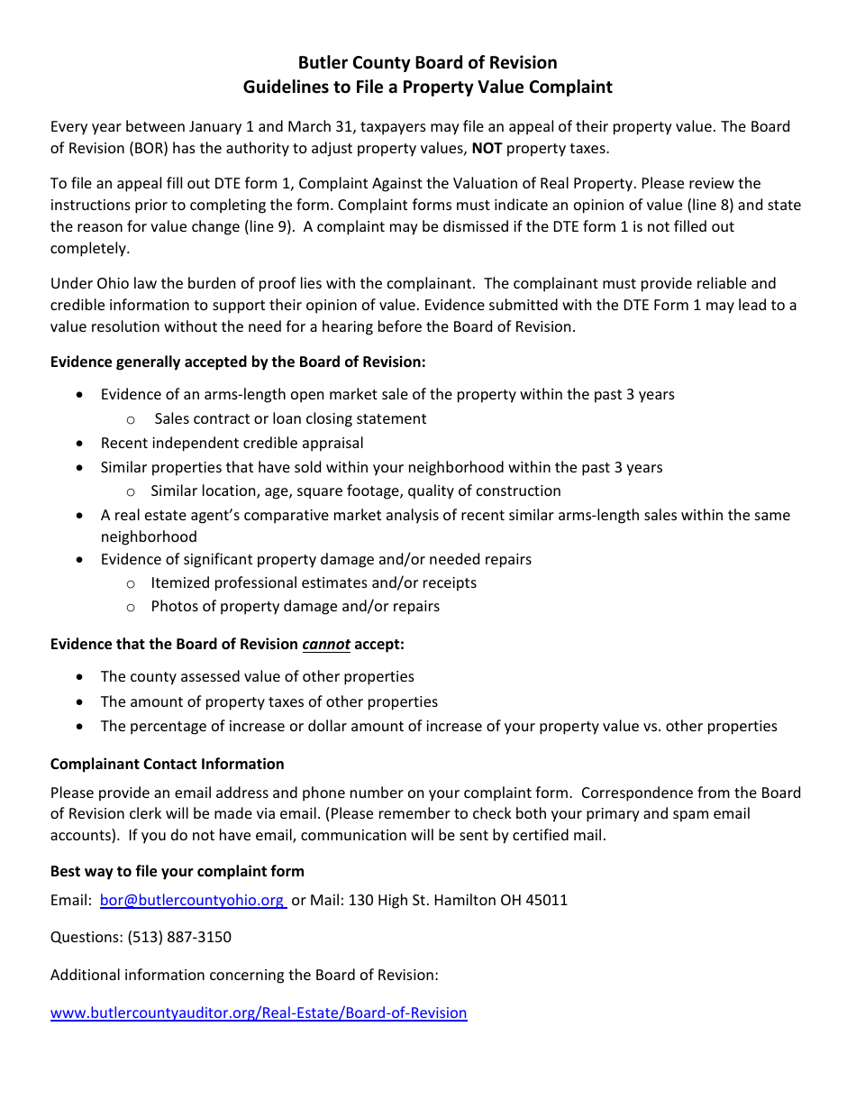 Form DTE1 Download Fillable PDF or Fill Online Complaint Against the ...