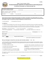Document preview: Form DTE105I Homestead Exemption Application for Disabled Veterans and Surviving Spouses - Butler County, Ohio