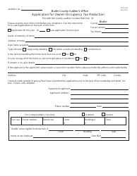 Document preview: Form DTE105C Application for Owner-Occupancy Tax Reduction - Butler County, Ohio