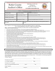 Document preview: Unclaimed Monies Claim Form - Butler County, Ohio