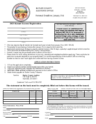 Document preview: Kennel License Registration - Butler County, Ohio, 2023