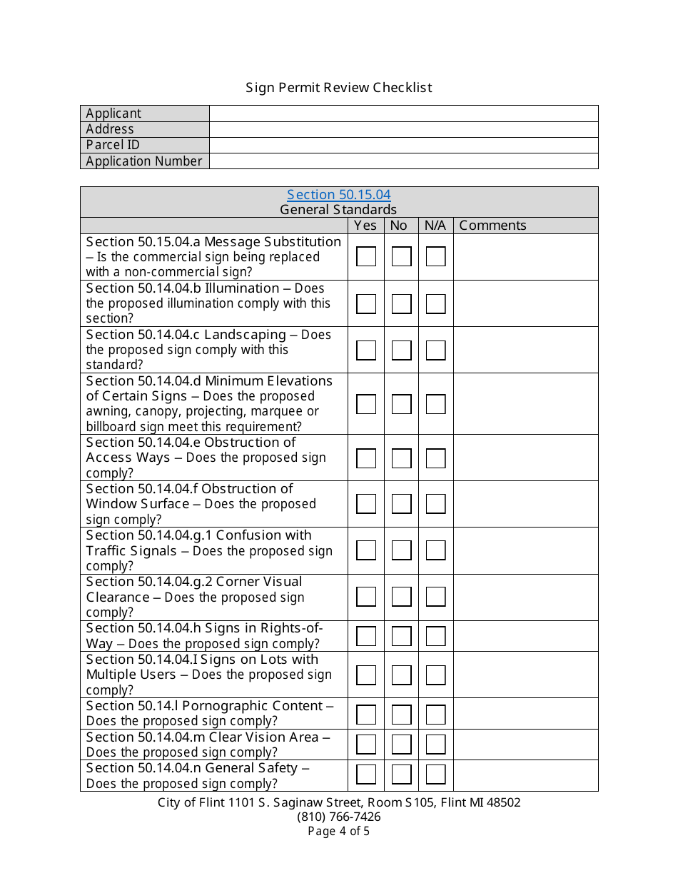 Application for Sign Permit - City of Flint, Michigan, Page 4