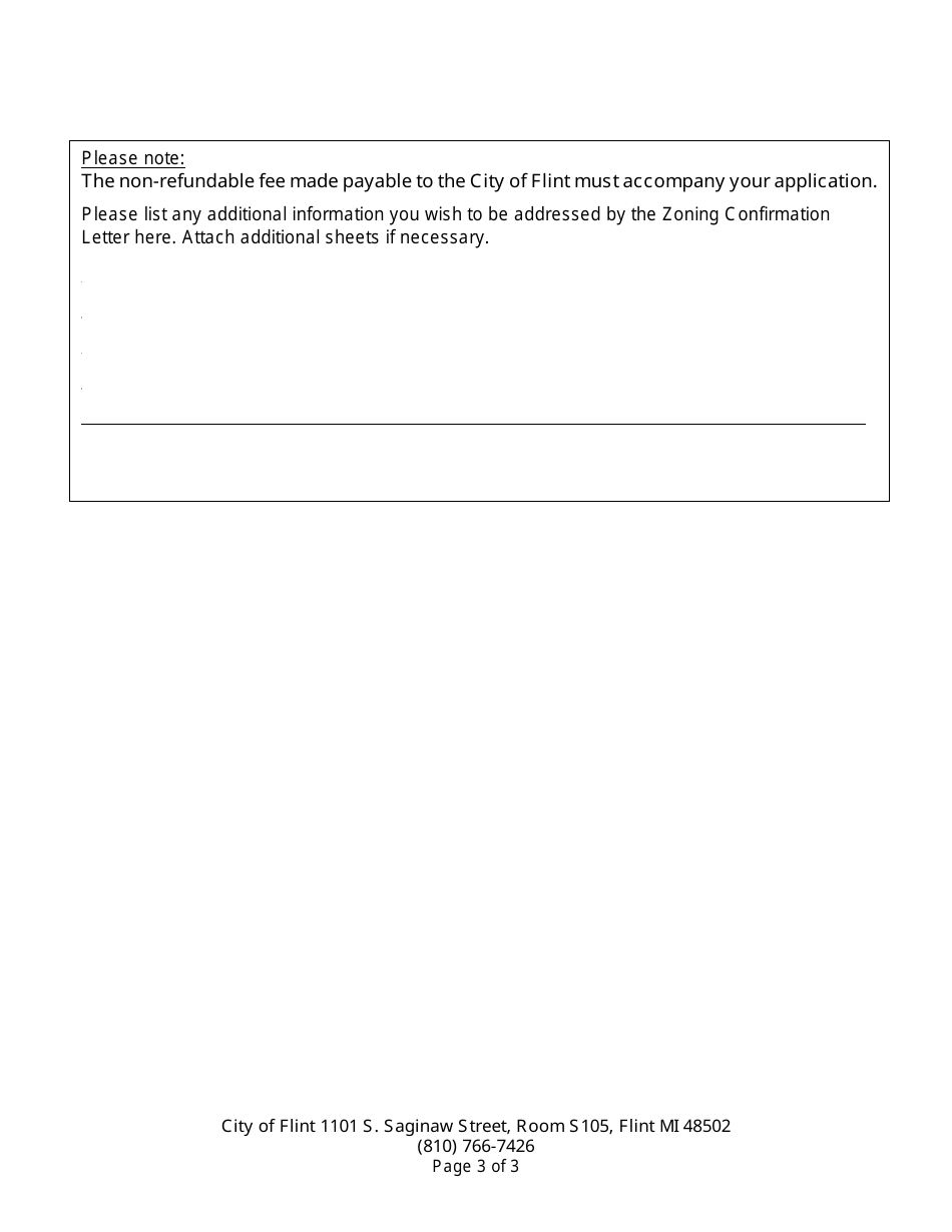 Application for Zoning Confirmation Letter - City of Flint, Michigan, Page 3
