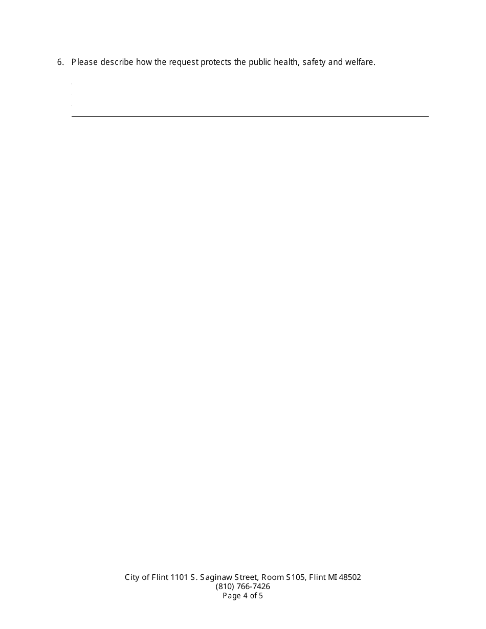 Application for Special Land Use / Additionally Regulated Uses (Does Not Include Marihuana Uses) - City of Flint, Michigan, Page 4