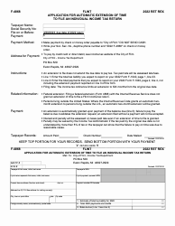 Document preview: Form F-4868 Application for Automatic Extension of Time to File an Individual Income Tax Return - City of Flint, Michigan, 2022