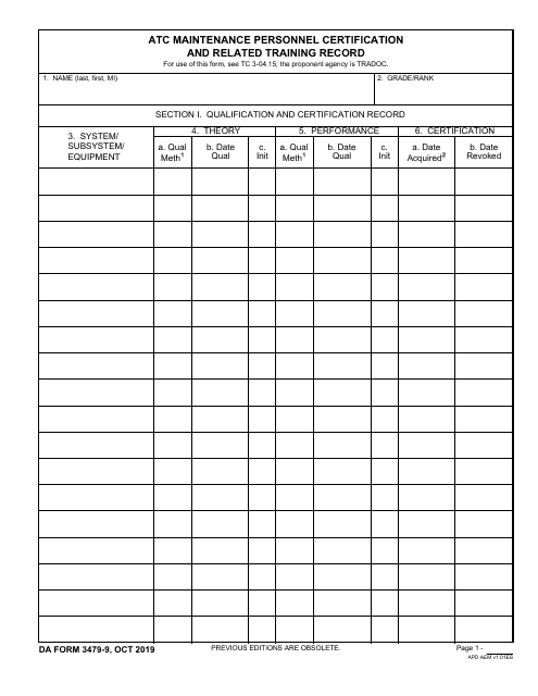 DA Form 4379-9  Printable Pdf