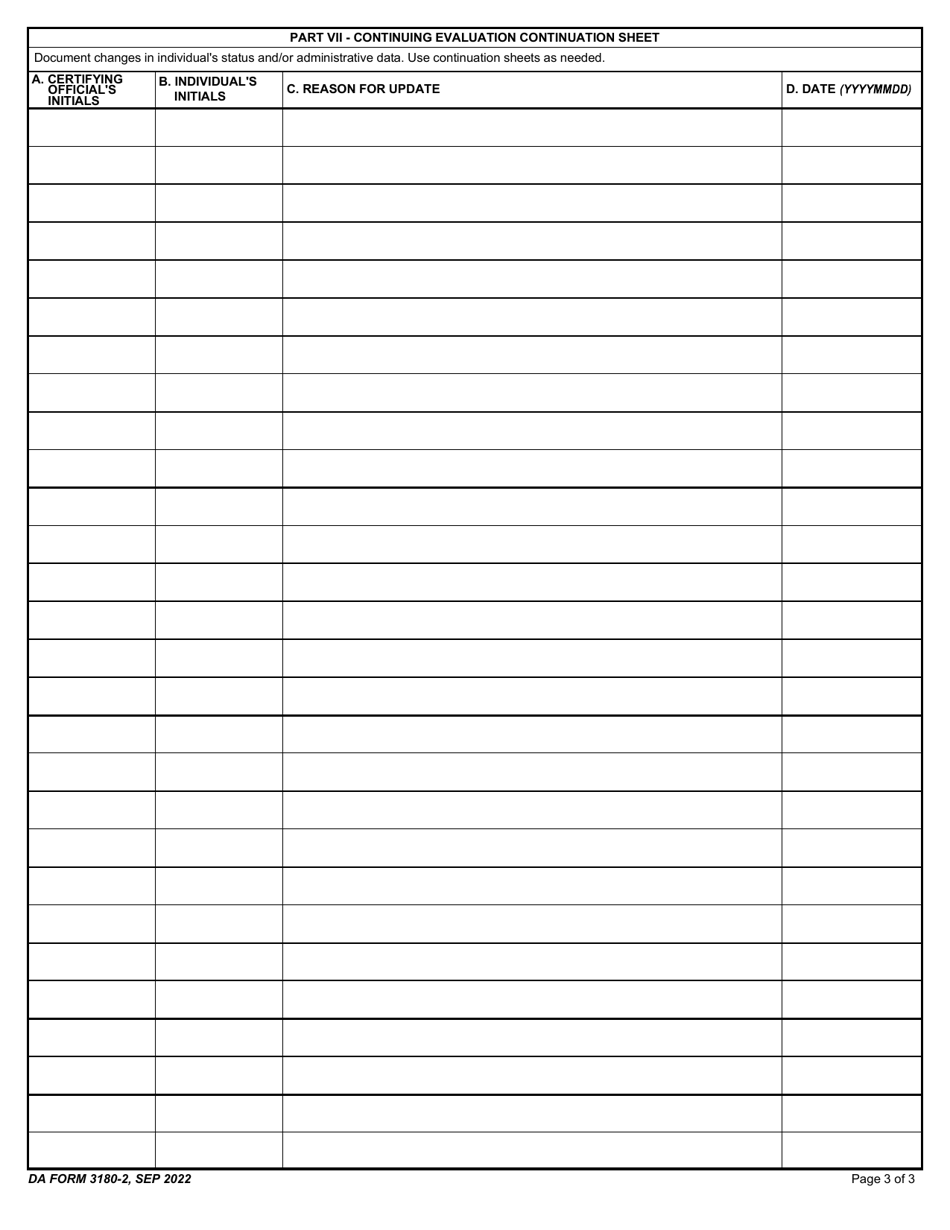 DA Form 3180-2 Chemical and Biological Personnel Screening and Evaluation Record, Page 3