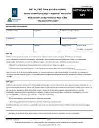 Formulario METRO/MULTCO OPT Opt in/Out Form Para Empleados - Metro Vivienda De Apoyo - Multnomah County Preescolar Para Todos - Impuestos Personales - Oregon (Spanish)