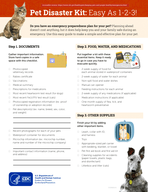 Form CS336052-B Pet Disaster Kit Checklist