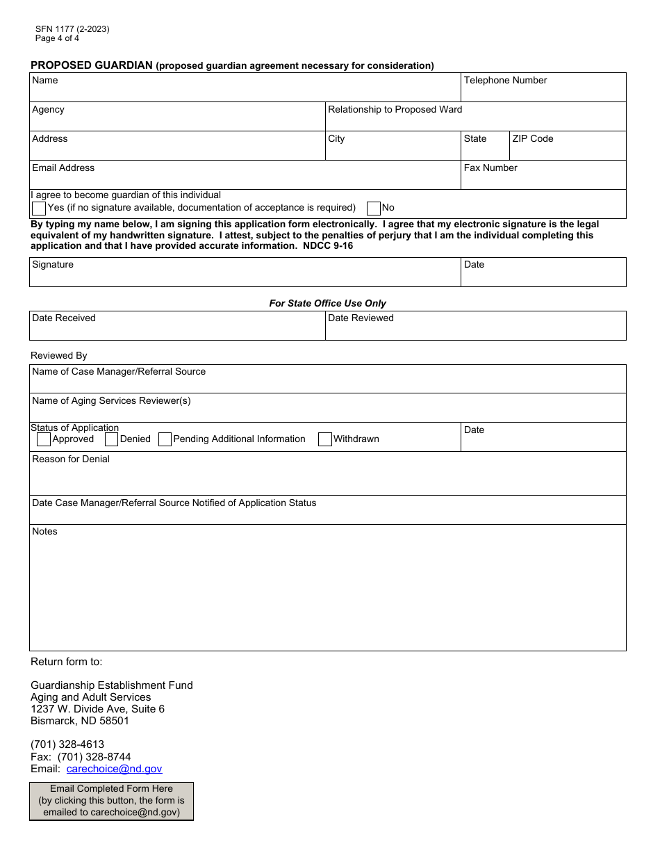 Form SFN1177 Request for Guardianship Establishment Funds - North Dakota, Page 4