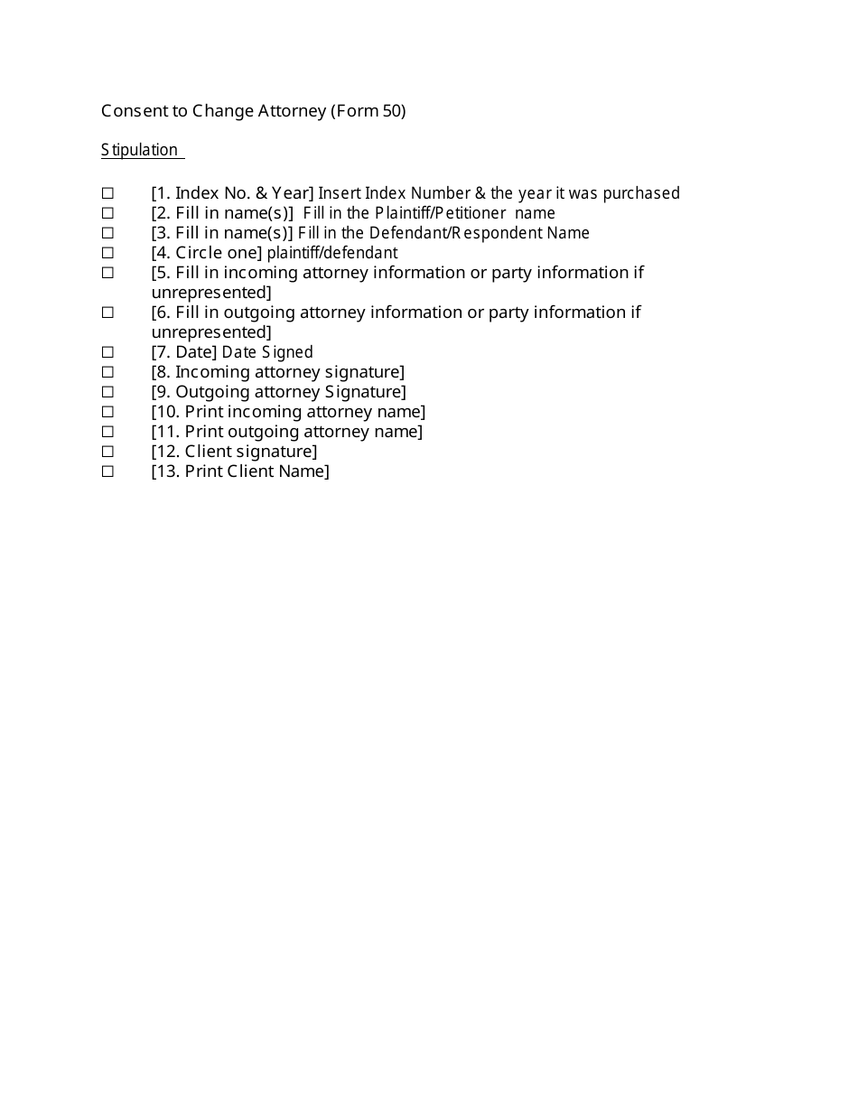 Instructions for Form 51 Consent to Change Attorney - Nassau County, New York, Page 1