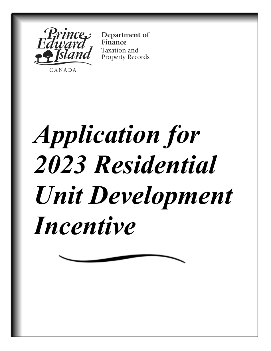 Residential Unit Development Incentive Application - Prince Edward Island, Canada, Page 1