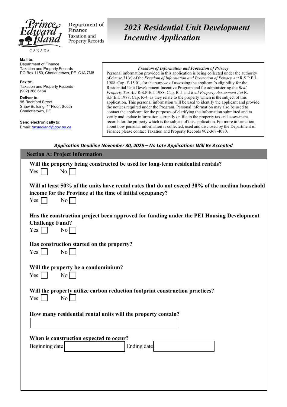Residential Unit Development Incentive Application - Prince Edward Island, Canada, Page 3