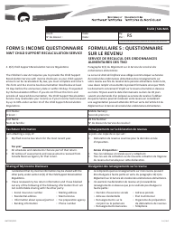 Form 5 (NWT9362) Income Questionnaire - Nwt Child Support Recalculation Service - Northwest Territories, Canada (English/French)