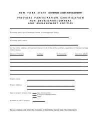 Previous Participation Certification for Developers/Owners and Management Entities - New York